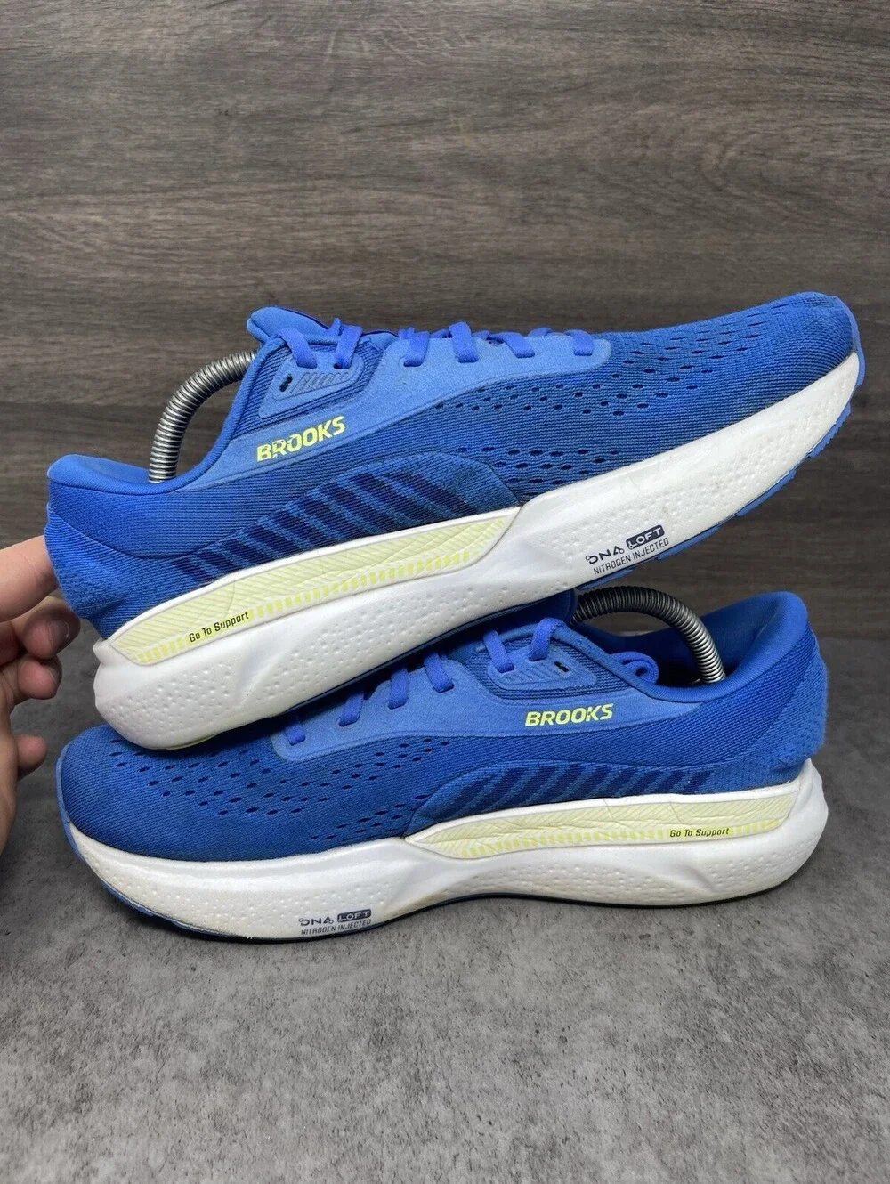 Brooks Adrenaline GTS 24 Mens Size 9.5 Blue Yellow GuideRails Running Shoes